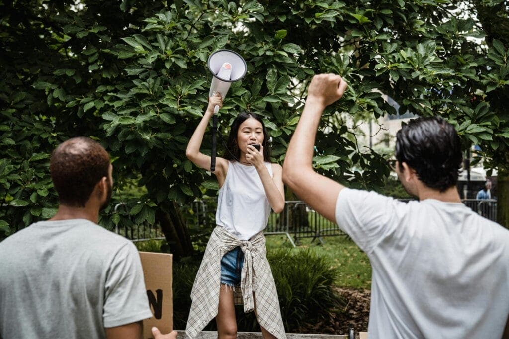 Photo by Lara Jameson: https://www.pexels.com/photo/woman-holding-megaphone-8898639/